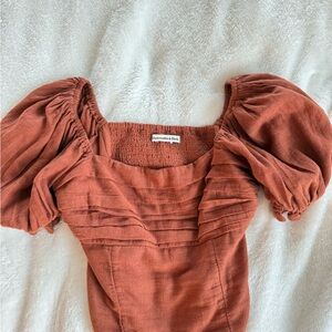 Abercrombie & Fitch Terracotta Puff Sleeve Top
